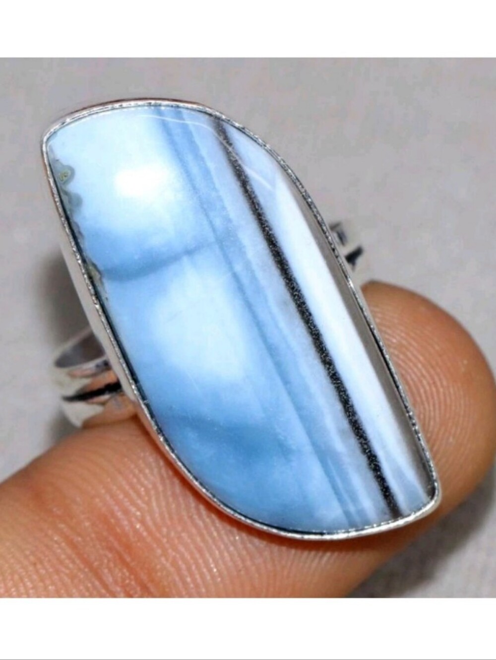 Owyhee Blue Opal Gemstone Jewelry 925 Sterling Silver Handmade Ring